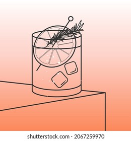 Cocktail menu design. Banner design with cocktail glass on gradient background.