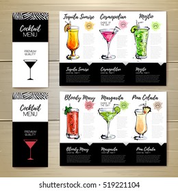 Cocktail menu design. Corporate identity. Document template