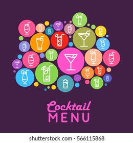 Cocktail menu design. Flat style poster