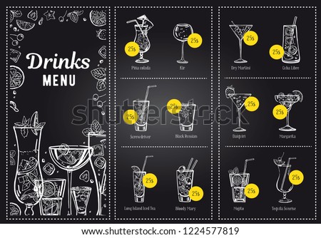 cocktail menu design template drink list stock vector royalty free drink menu design