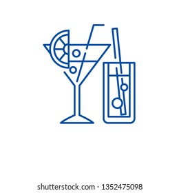 Cocktail menu line icon concept. Cocktail menu flat  vector symbol, sign, outline illustration.