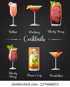 Cocktail menu poster design illustration