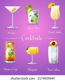 Cocktail menu poster design illustration