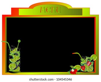 Cocktail menu with two glasses of mojito