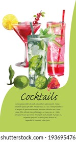 Cocktail Menu. Vector background