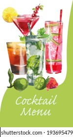 Cocktail Menu. Vector background