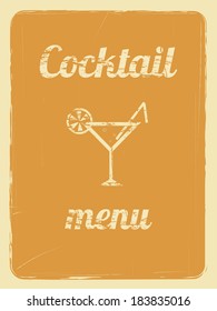 cocktail menu vector template with retro effect