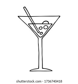 Cocktail mixed drink Hand drawn contour