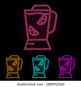 cocktail mixer color neon set. Simple thin line, outline vector of web icons for ui and ux, website or mobile application