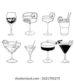 Cocktail and Mocktail Party with Summer Drink Glass in Restaurant Vibe