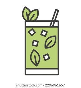 Cocktail Mojito einfache Linie Symbol. Getränke Konzept, Vektorgrafik.