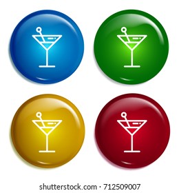Cocktail multi color gradient glossy badge icon set. Realistic shiny badge icon or logo mockup