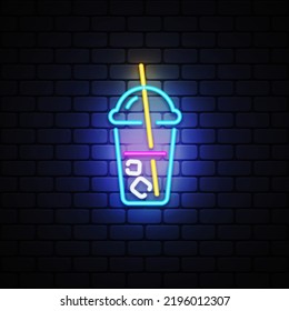 Cocktail neon for concept design. Banner design. Vector illustration