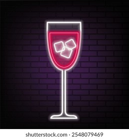 Conjunto de emblema de neón de cóctel. Ilustración vectorial. Letrero de neón para Anuncio, cartelera, promoción o publicidad. Elementos sobre el negocio de la restauración.