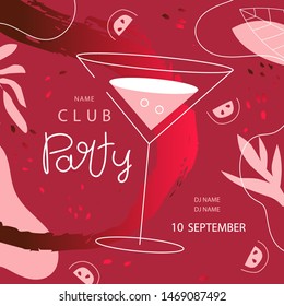 Cocktail night party poster template. Place for text