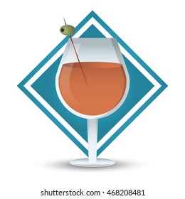 cocktail olive frame glass summer alcohol icon. drinks and menu design. Colorfull and flat illustration