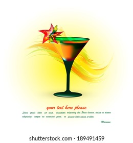 Cocktail on an abstract background vector