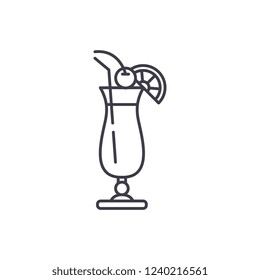 Cocktail on the beach line icon concept. Cocktail on the beach vector linear illustration, symbol, sign