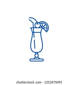 Cocktail on the beach line icon concept. Cocktail on the beach flat  vector symbol, sign, outline illustration.