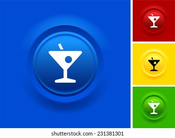 Cocktail on Blue Bevel Button
