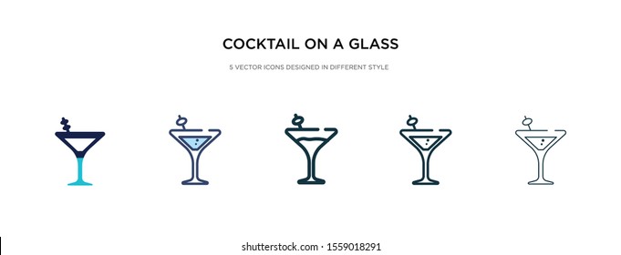 cocktail on a glass icon in different style vector illustration. two colored and black cocktail on a glass vector icons designed in filled, outline, line and stroke style can be used for web,