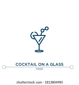cocktail on a glass outline vector icon. simple element illustration. cocktail on a glass outline icon from editable food concept. can be used for web and mobile
