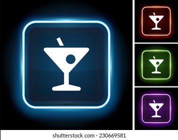 Cocktail on Glow Square Button