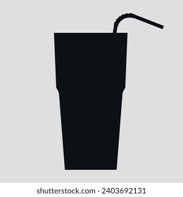 A cocktail on a gray background. Black silhouette. Drinks on the background. Vector