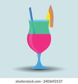 A cocktail on a gray background. Color. Drinks on the background. Vector 