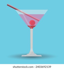 A cocktail on a gray background. Color. Drinks on the background. Vector 