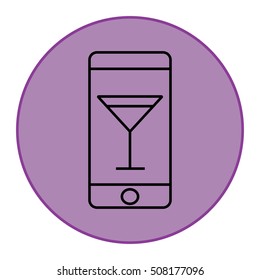 cocktail on phone outline icon illustration vector sign symbol