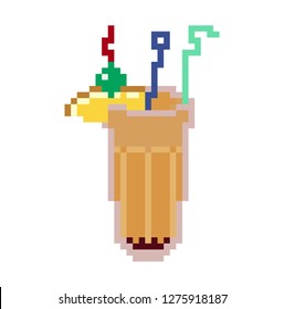 Cocktail on the white background. Pixel art. Vector illustration. 