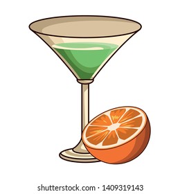 cocktail with orange icon cartoon vector illustration graphic design