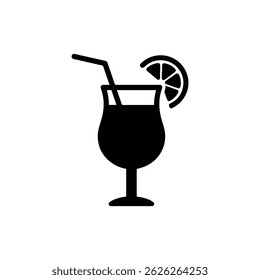Cocktail with Orange Slice and Straw Icon