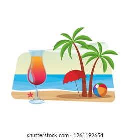 cocktail and palm tree