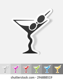 cocktail paper sticker with shadow. Vector illustration