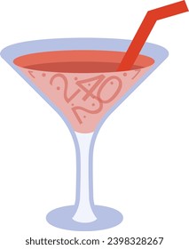 Cocktail Party 31 December Night concept, Twenty Twenty four Cafe Signage vector icon design, Happy New Year 2024 Symbol, HNY Wishes Sign, New Years Eve celebration Element stock illustration
