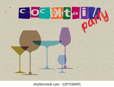 cocktail party. abstract drink background alcohol wine glasses