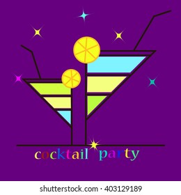 Cocktail party. Cocktail background. Menu design. Wine card design. Vector illustration.