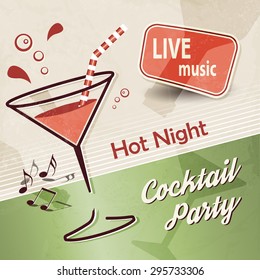 Cocktail party background with music banner ad
