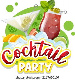 A cocktail party banner text illustration