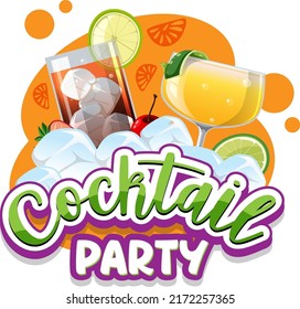 A cocktail party banner text illustration