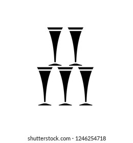 Cocktail party black icon, vector sign on isolated background. Cocktail party concept symbol, illustration 