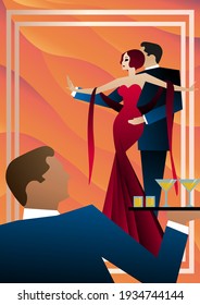 Cocktail Party With Dancing. Noir Style. 1920s. Art Deco Poster