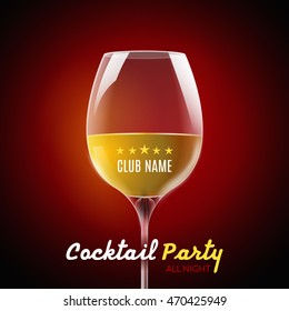 Cocktail party design template. Glass with cocktail. Card invitation.