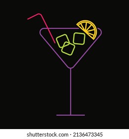 Cocktail party design vector neon art