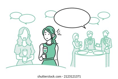 Cocktail party effect Illustration of chatting at a banquet