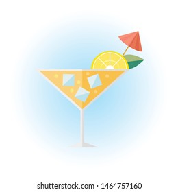 Cocktail party in flat vector. Isolated vector object on white background. Tropical summer drink.