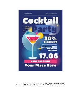 Cocktail party flyer poster template design