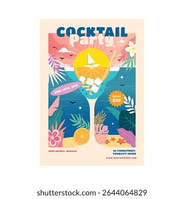 Cocktail party flyer poster template design